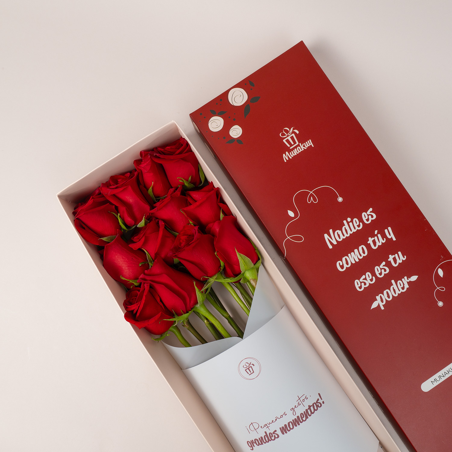 Caja 12 rosas rojas