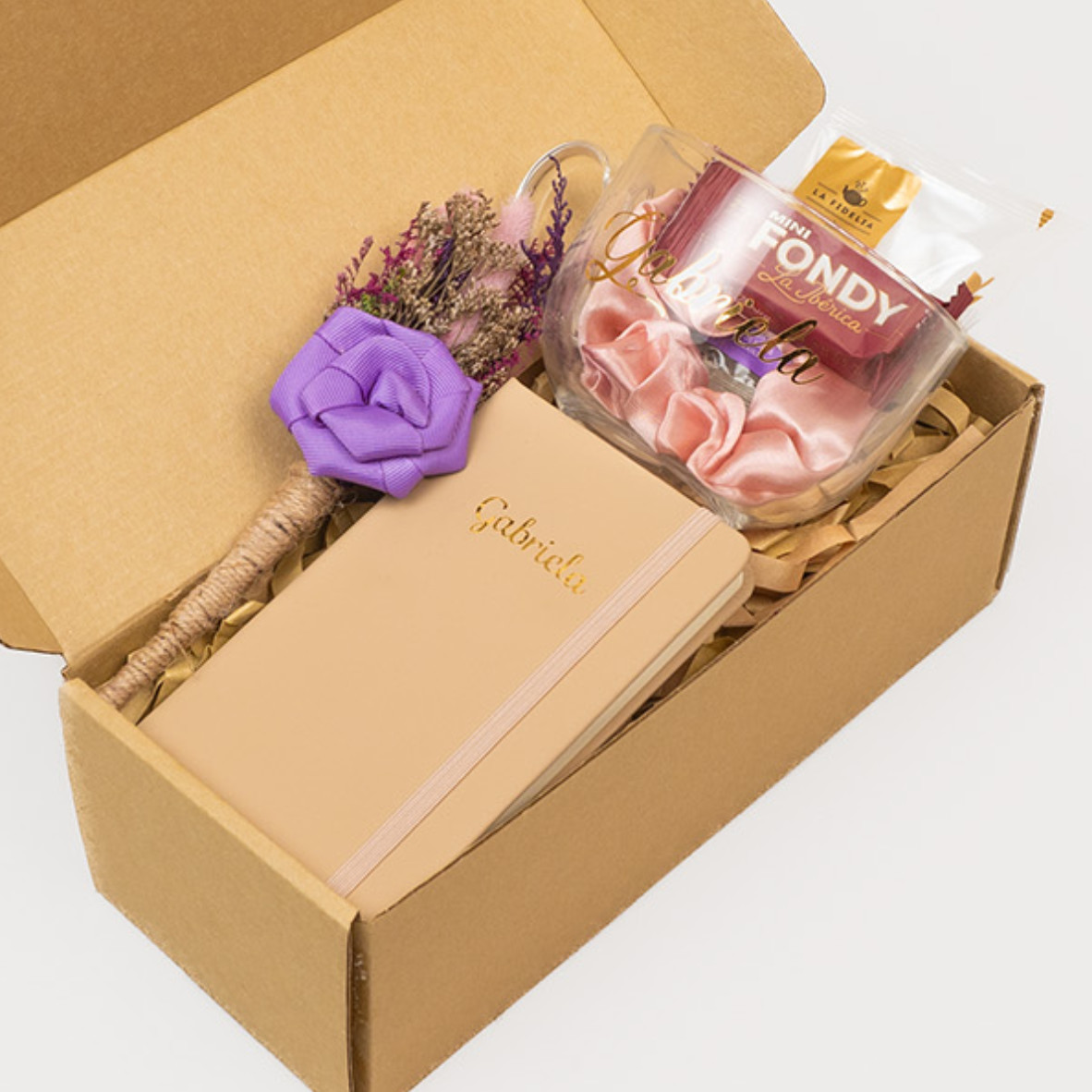 regalo para ella con taza y cuaderno personalizado