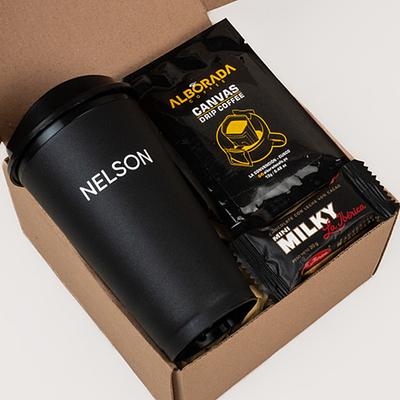 Box con vaso cafetero