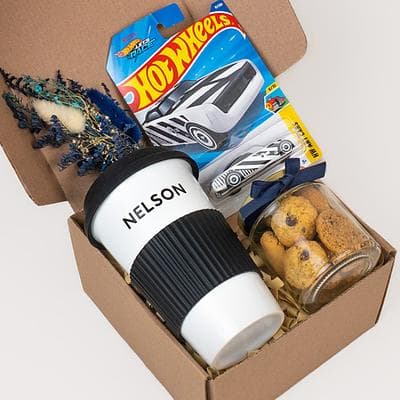 Box día del novio con carrito hot-wheels